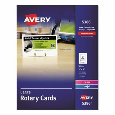 AVERY DENNISON Avery, Large Rotary Cards, Laser/inkjet, 3 X 5, 150PK 5386